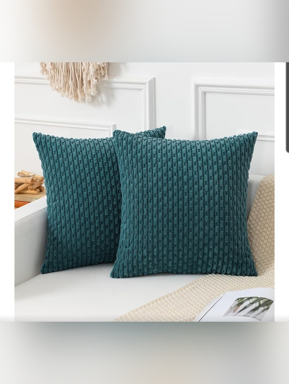 Teal Textured Knit Throw Pillow Cover - Home Bedding Pillow